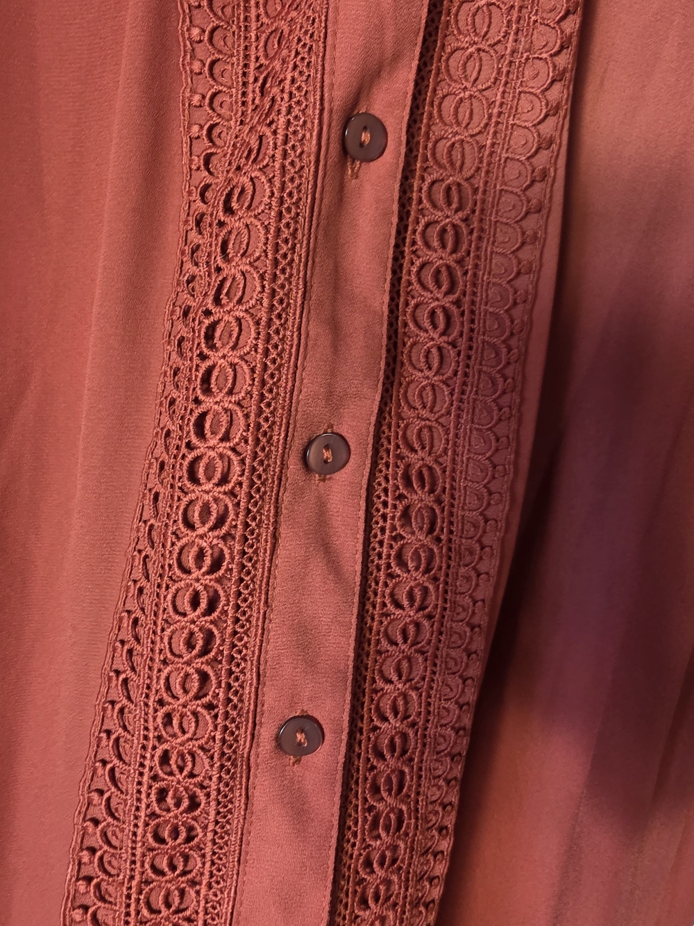 Fortune + Ivy Coral Button Front Short Sleeve Blouse Sz 1X - Picture 6 of 7